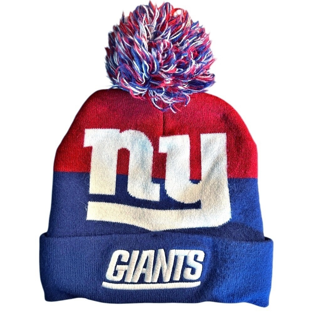 New York Giants Beanie Unisex OSFM Blue Red NFL Football Pom Pom Knit Hat Cap